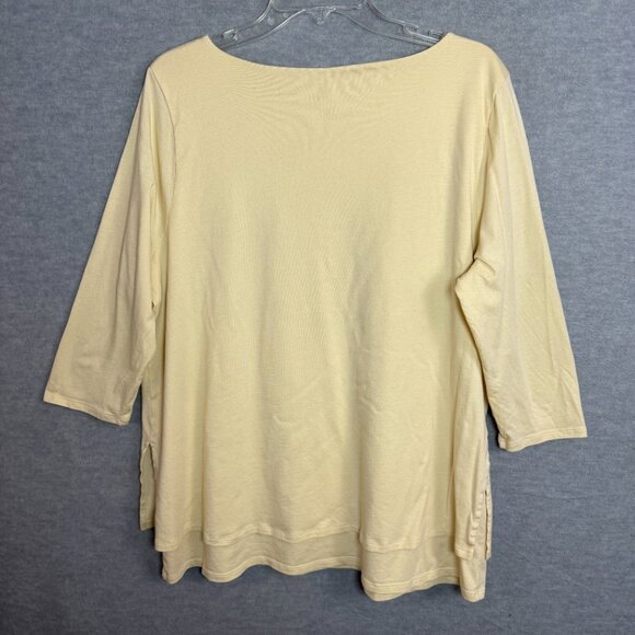 Pure J Jill XL Boat Neck Layered Tunic Butter Yellow 3/4 Sleeve Cotton Modal - Picture 5 of 11